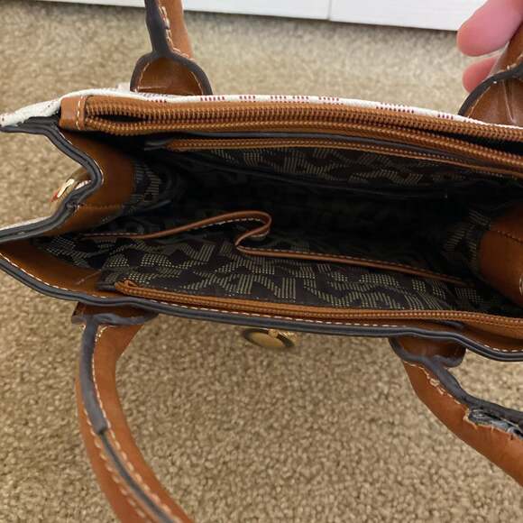 Noble Exchange (NX) Monogram Logo Vanilla/Tan Belted‎ Satchel - Picture 8 of 11